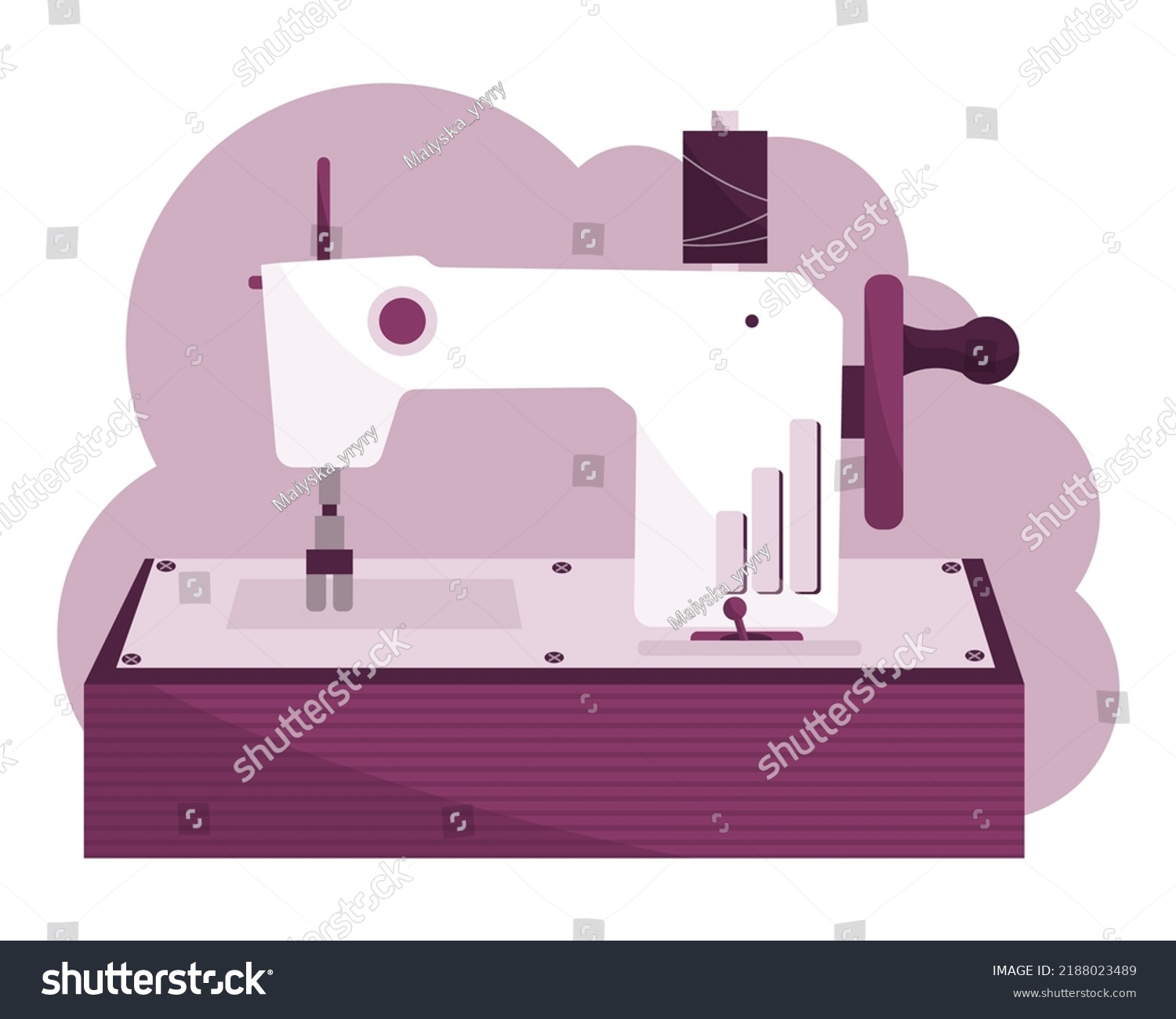 Flat Vector Illustration Sew Machine Icon Stock Vector Royalty Free