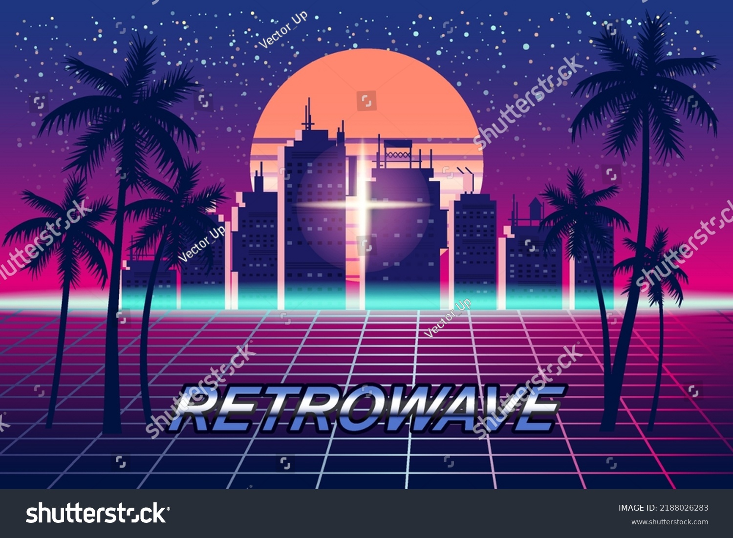 Retrowave Banner Vaporwave Aesthetic Background Futuristic Stock Vector ...