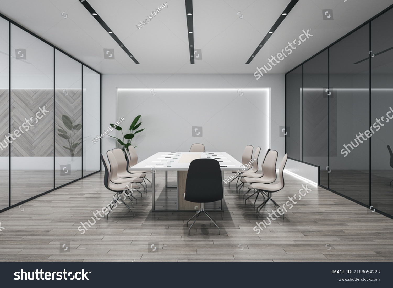 Modern Glass Meeting Room Interior Wooden Stock Illustration 2188054223 ...