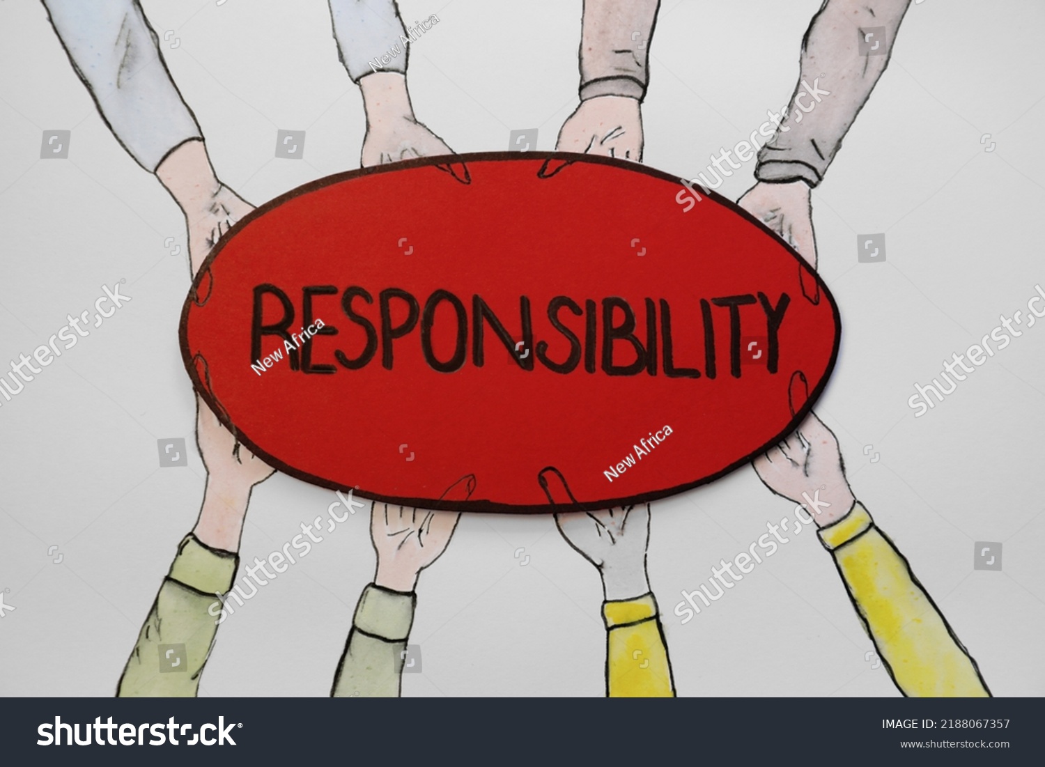 Drawing People Holding Card Word Responsibility Stock Photo 2188067357