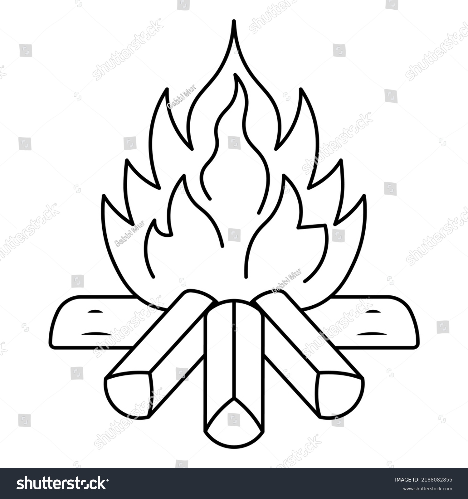 Bonfire Sketch Hot Flame Fire Burns Stock Vector (Royalty Free ...