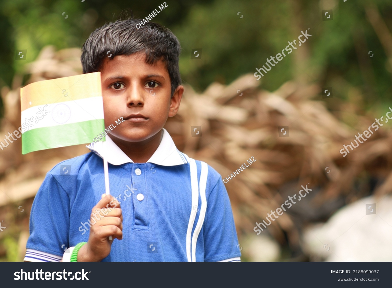 Cute Little Indian Kids Holding Waving Stock Photo 2188099037 ...