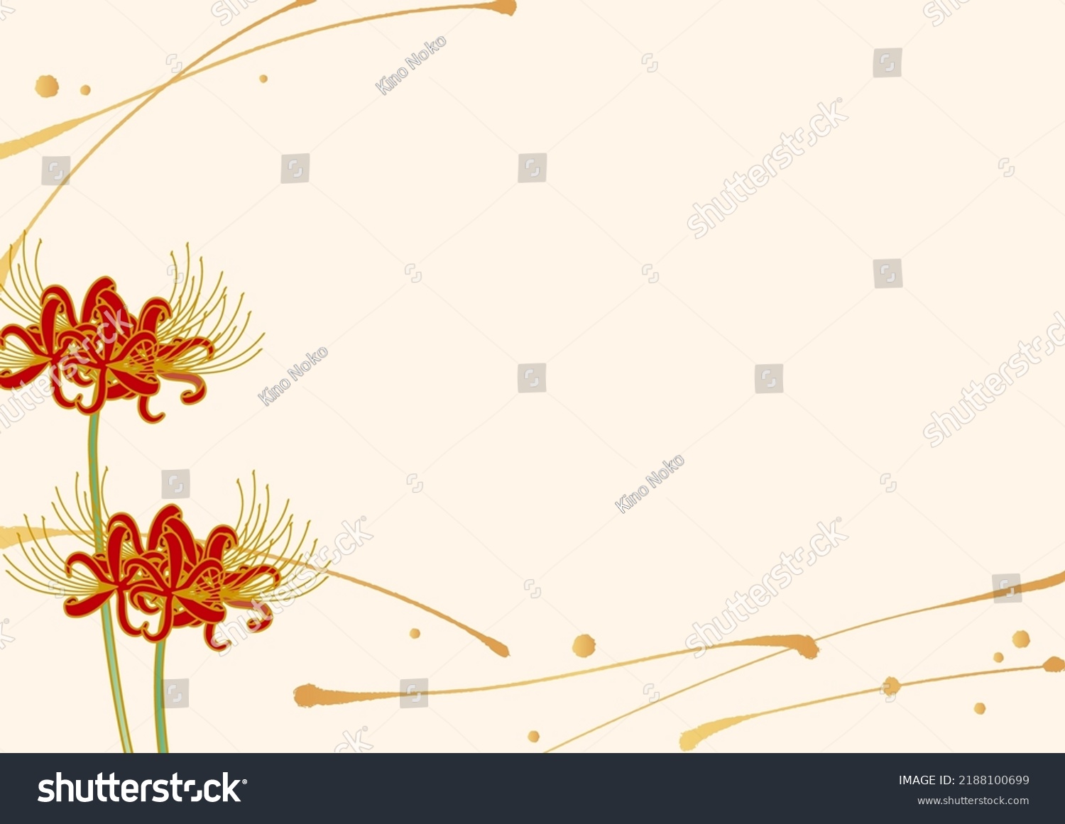 Japanese Pattern Beige Background Higanbana Stock Vector (Royalty Free ...