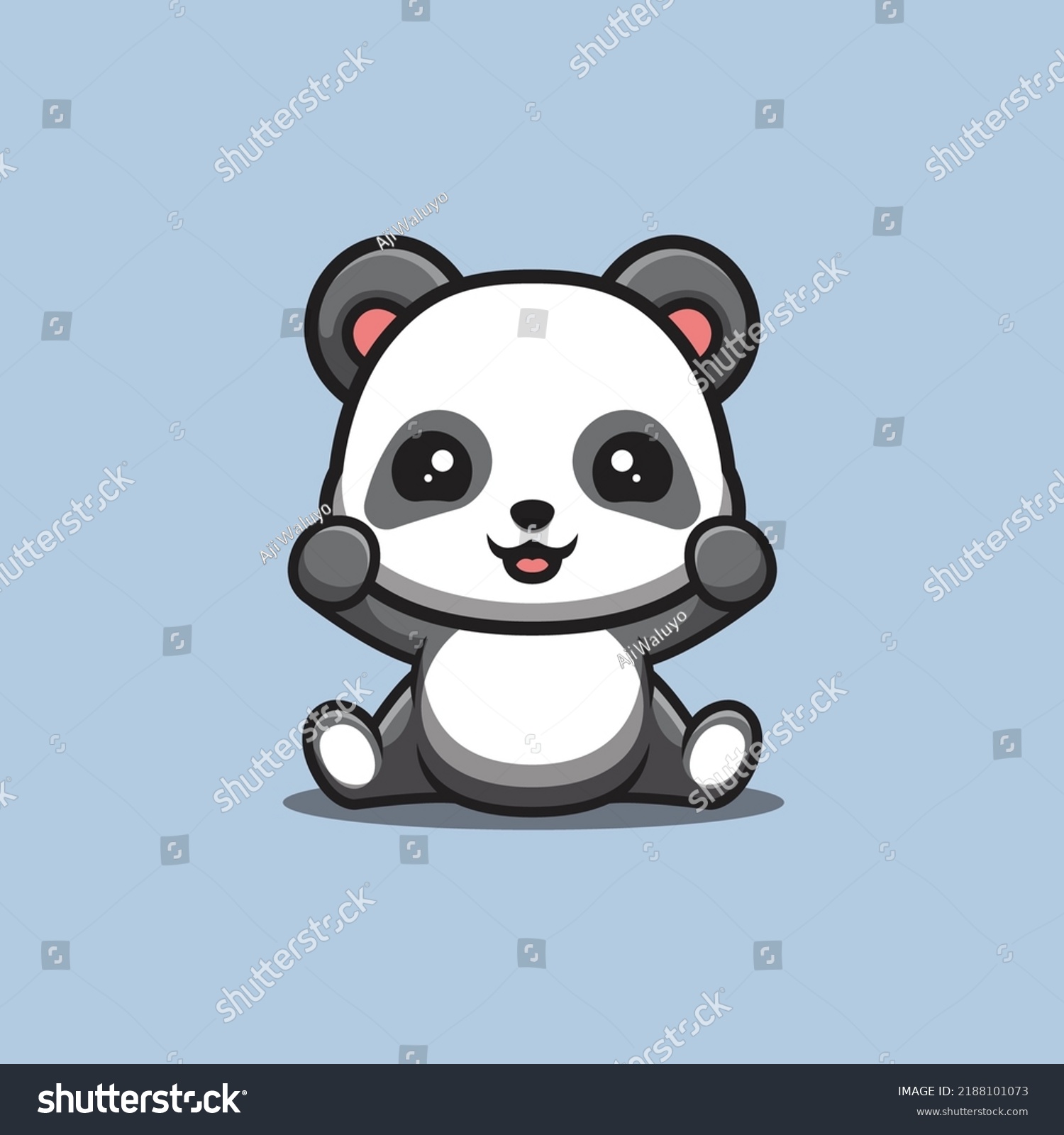 Panda Sitting Excited Cute Creative Kawaii Stock Vector (Royalty Free ...