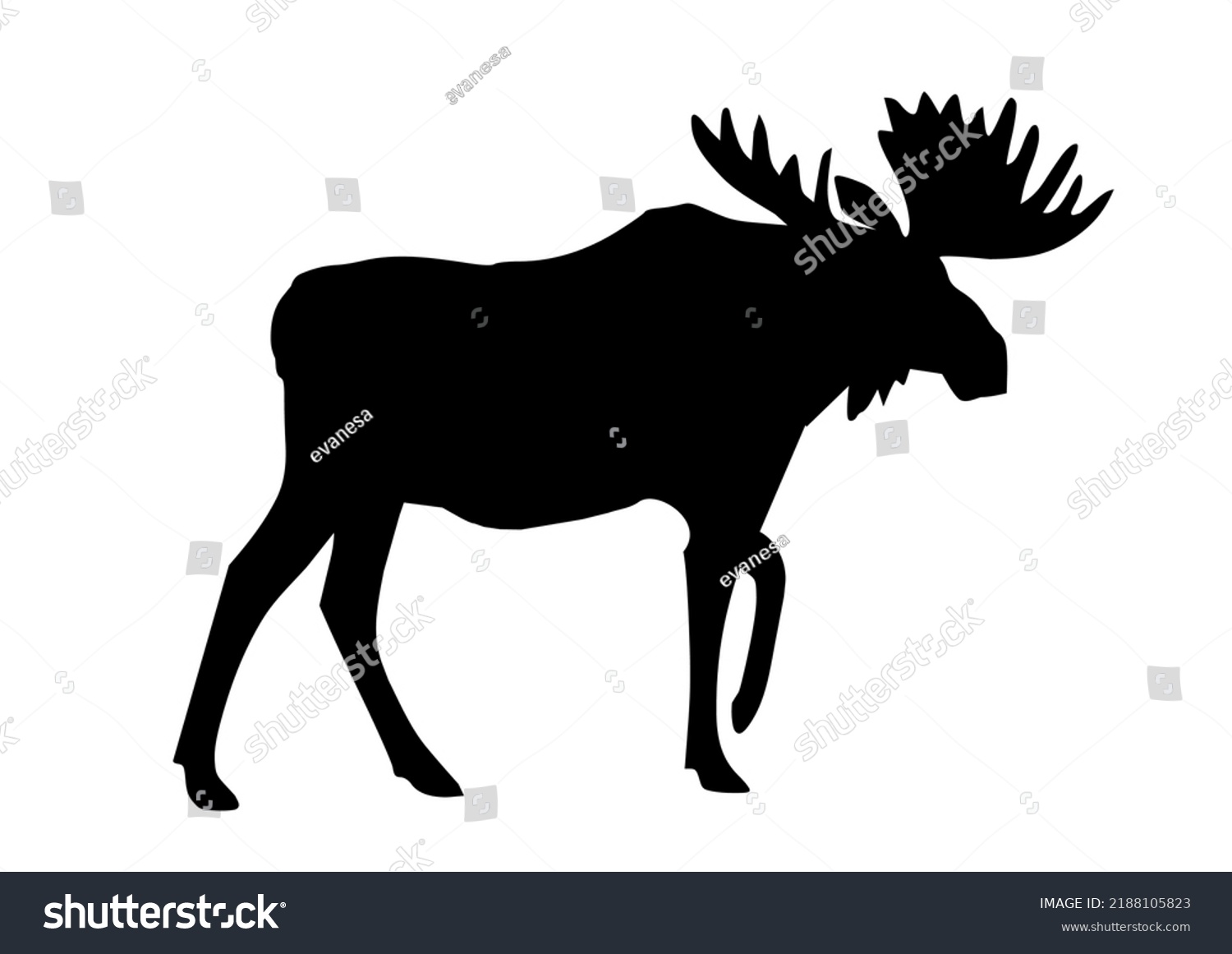 Moose Silhouette Black Color Stock Vector (Royalty Free) 2188105823 ...