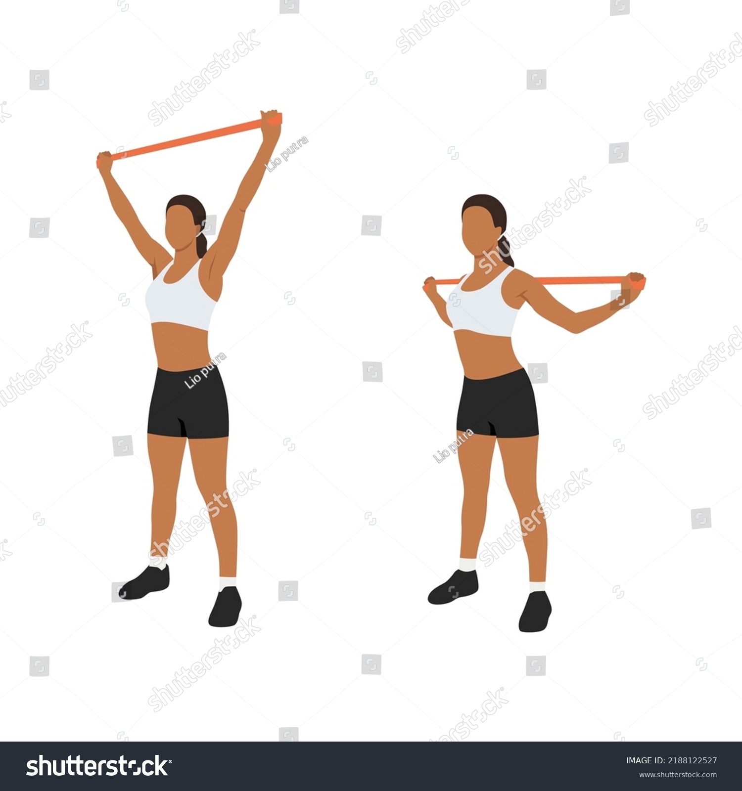 Woman Doing Upper Back Overhead Pull Stock Vector (Royalty Free ...