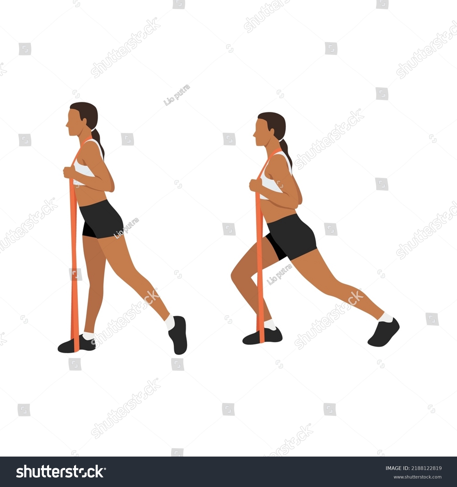 Woman Doing Lunge Long Resistance Band Stock Vector (Royalty Free ...