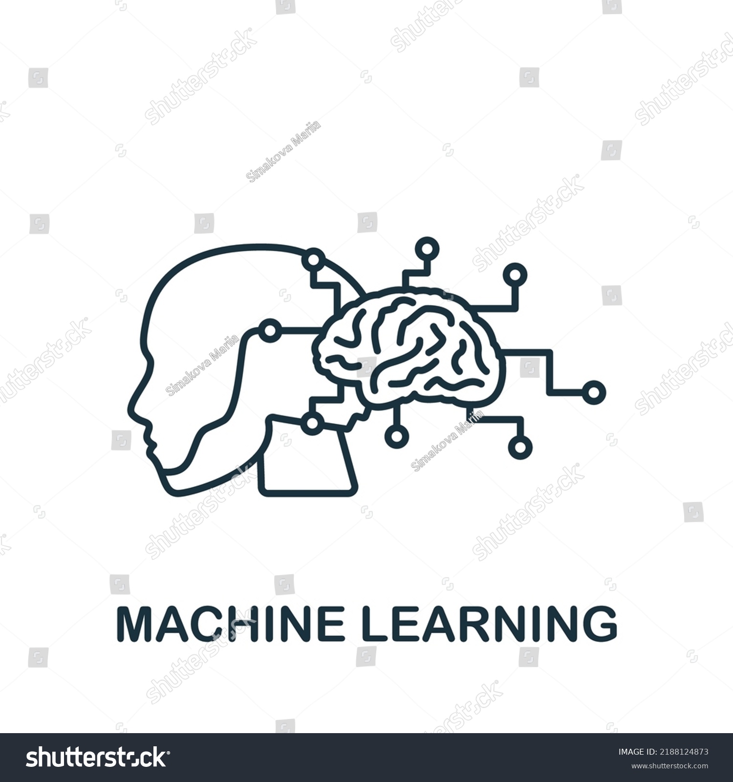 Machine Learning Icon Monochrome Simple Line Stock Vector (Royalty Free ...