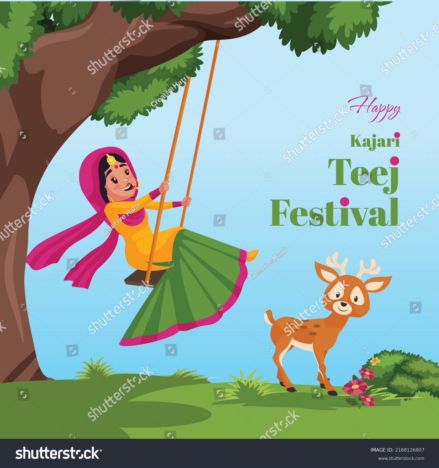 Beautiful Happy Kajari Teej Banner Design Stock Vector (Royalty Free ...