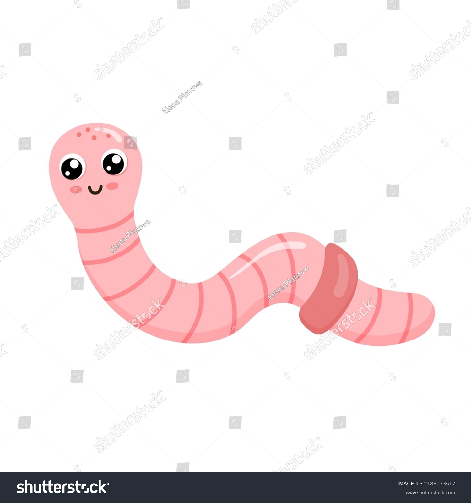 Cute Smiling Worm Isolated On White Stock Vector (royalty Free 