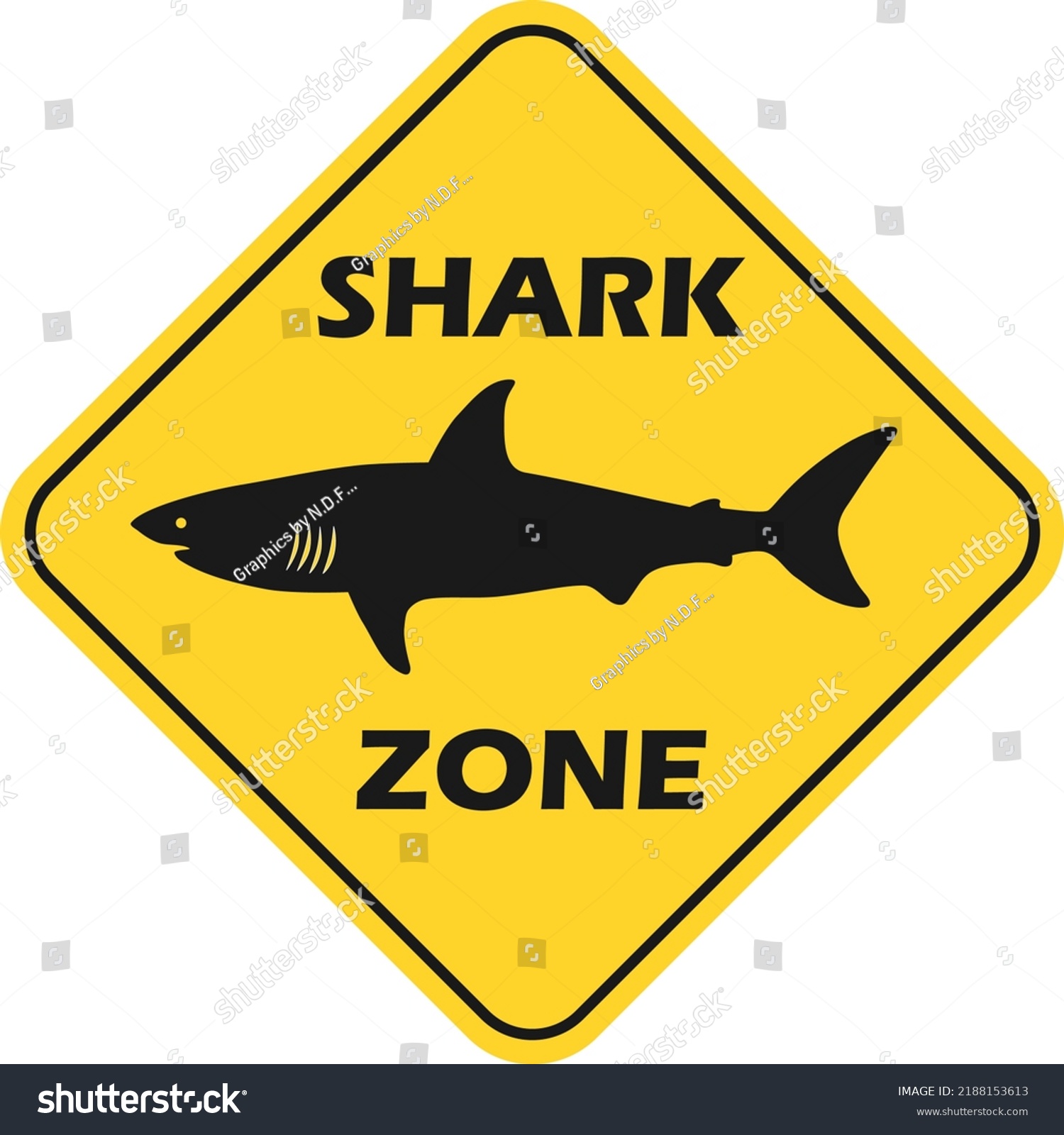 Shark Zone Warning Sharks Sighted Danger Stock Vector (Royalty Free ...