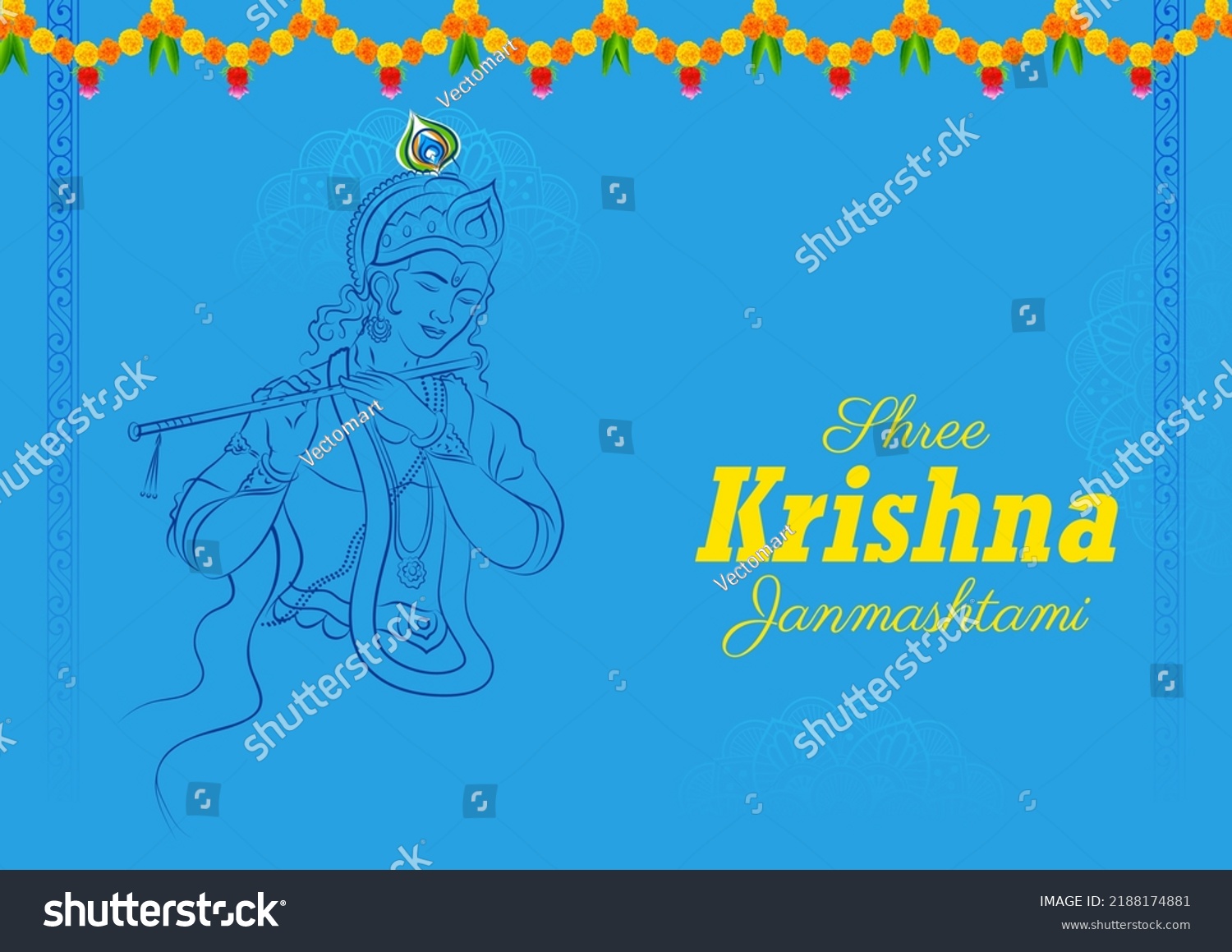 Illustration Lord Krishna Happy Janmashtami Festival Stock Vector Royalty Free 2188174881 0041