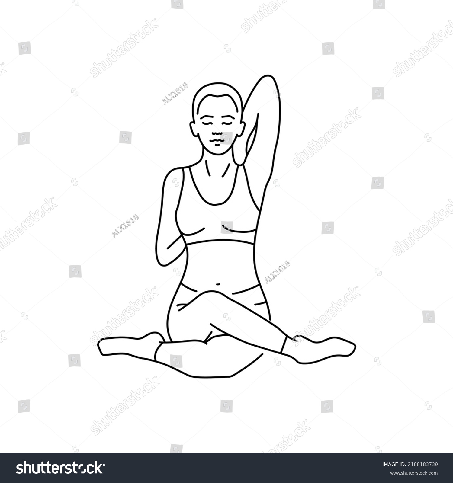 Gomukhasana Cow Pose Color Line Illustration Stock Vector (Royalty Free ...