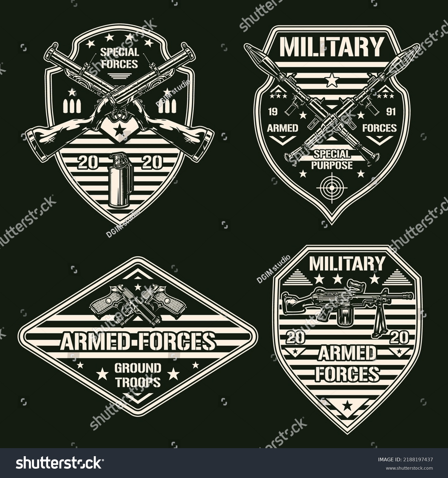 Military Weapons Set Flyer Vintage Monochrome Stock Vector (Royalty ...