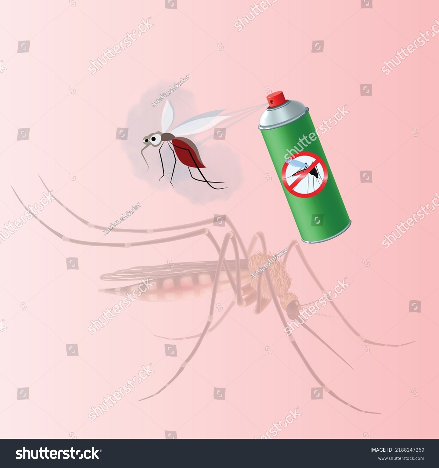 Mosquito Spray Realistic Mosquito Background Insect Stock Vector