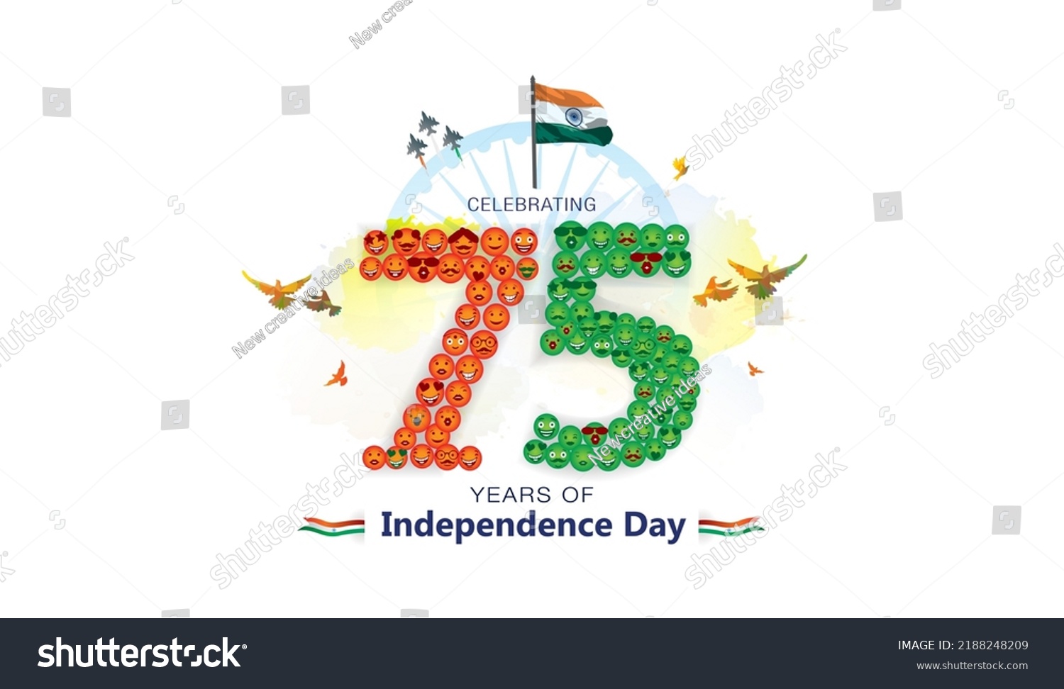 75 Year India Independence Day Greeting Stock Vector (Royalty Free ...