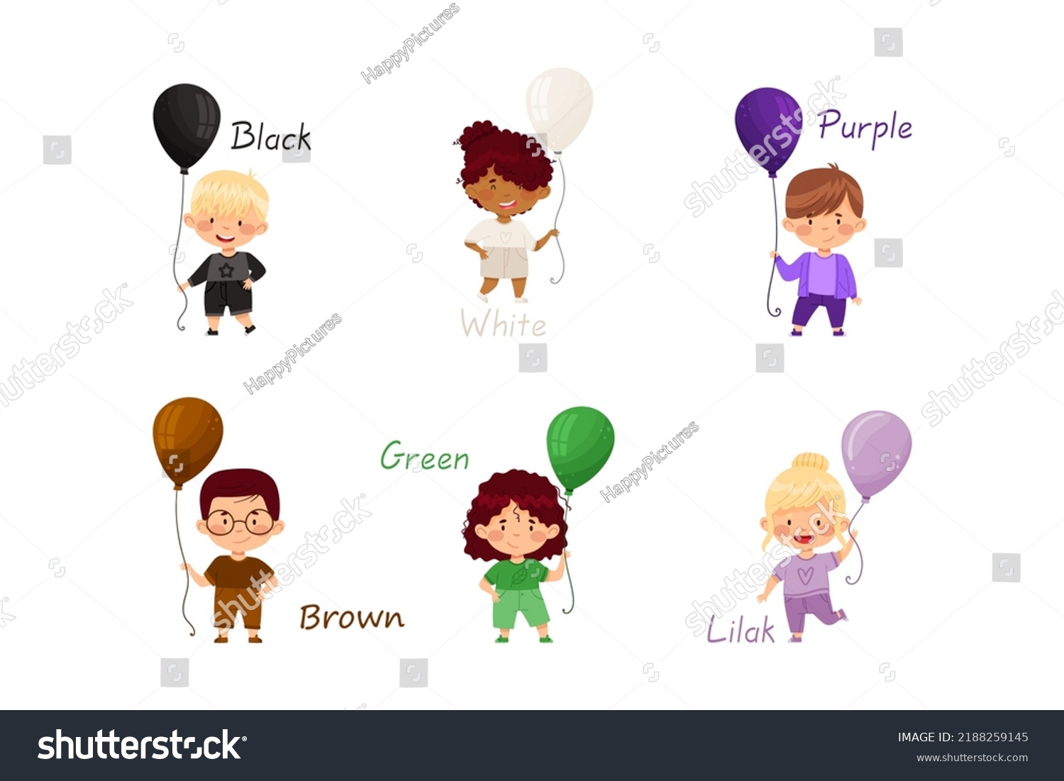 Set Cute Kids Holding Balloons Different Stock Vector (Royalty Free ...