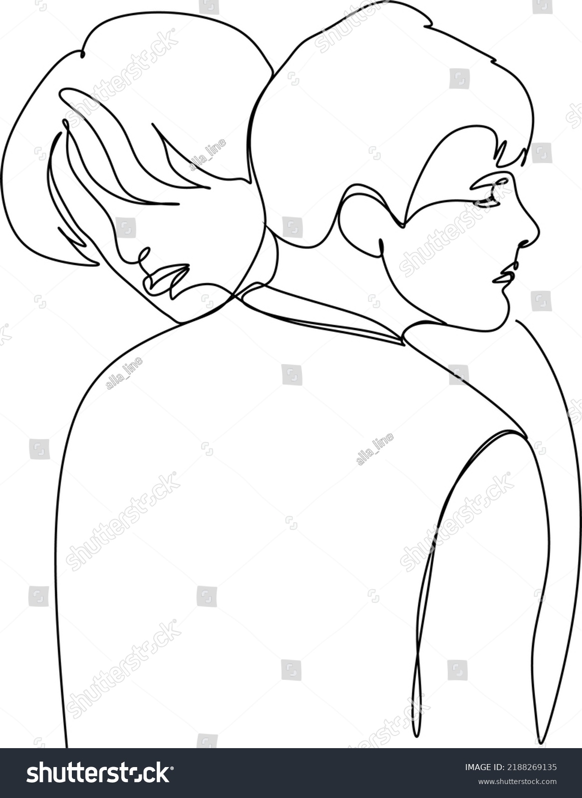 Hand Drawn Couple Line Art Vector Stock Vector Royalty Free