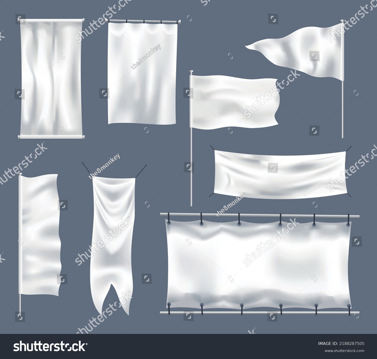 White Textile Banners Flags Folds Template Stock Vector (Royalty Free ...