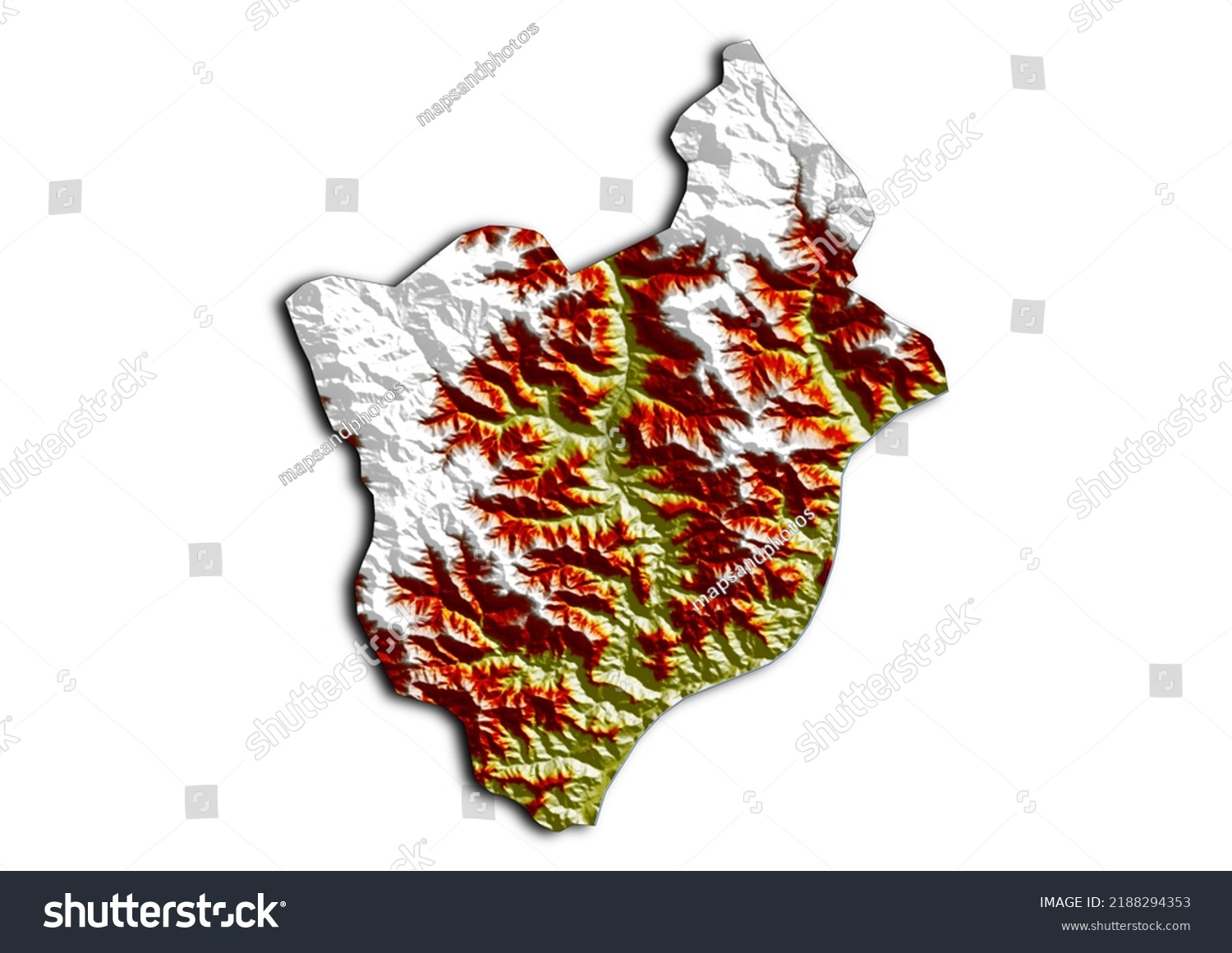 Mongar District Bhutan Map Shaded Relief Stock Illustration 2188294353 ...