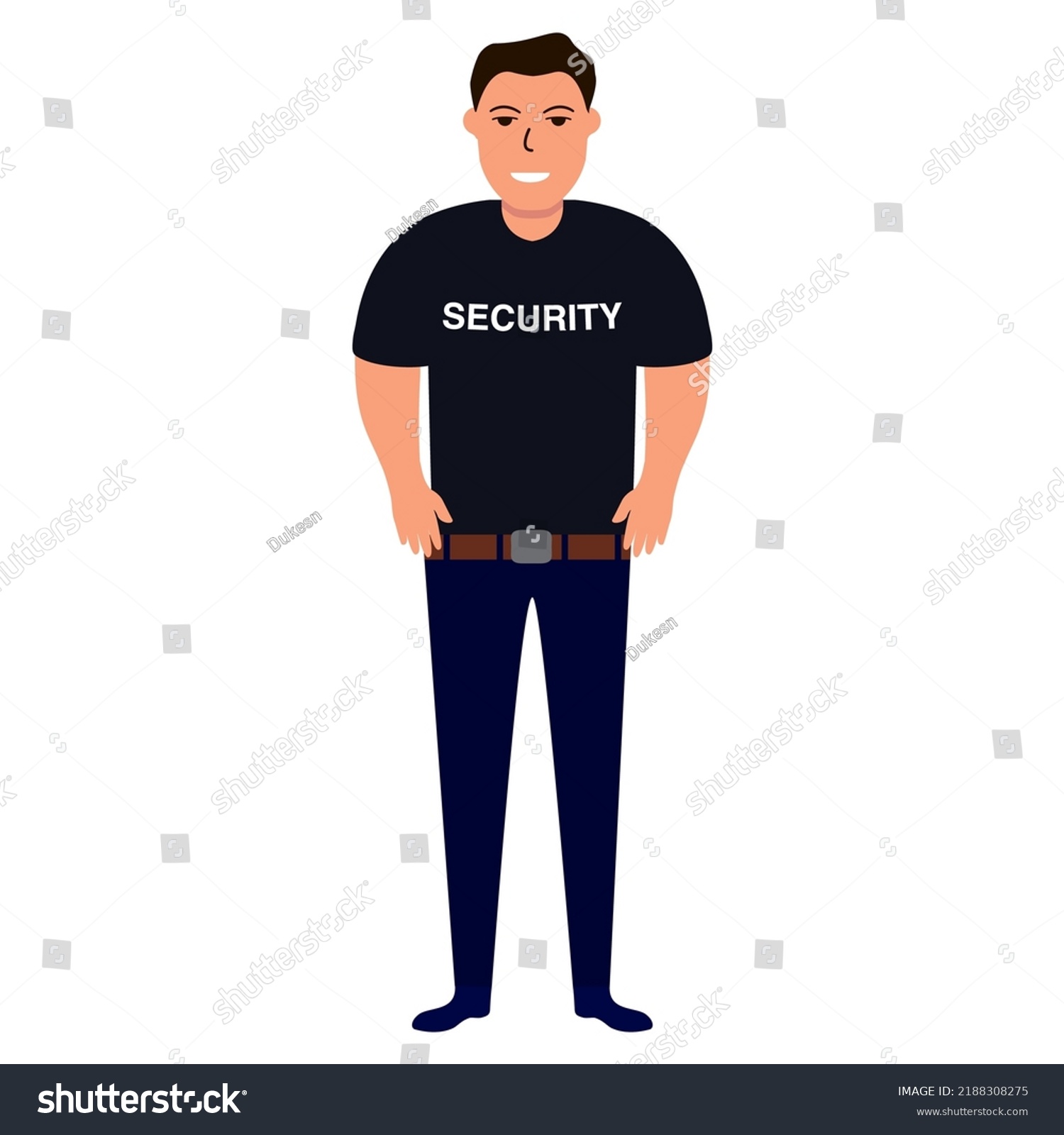 Man Security Guard Nightclubface Controlcharacter Cartoon Stock Vector ...