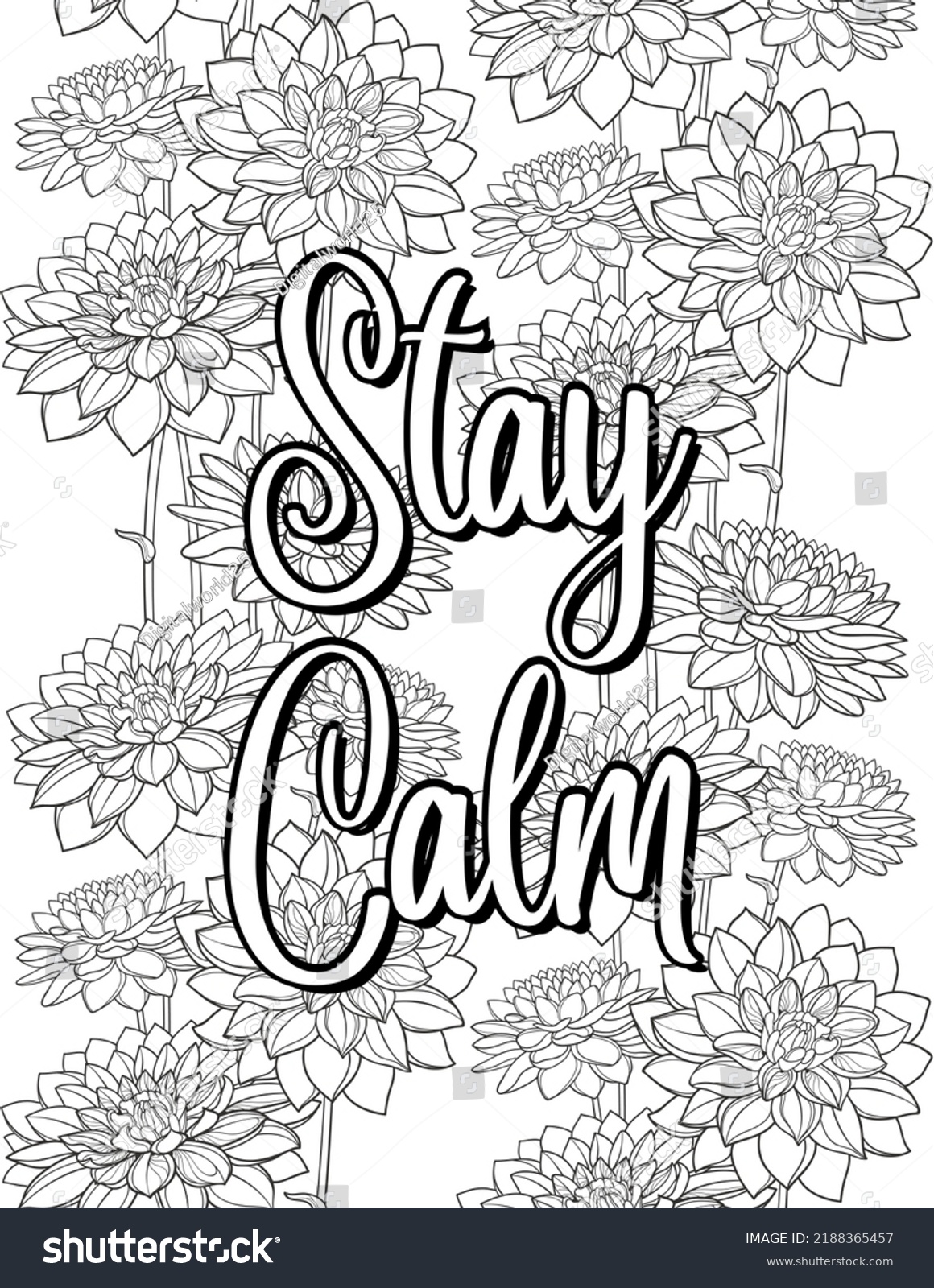 Stay Calm Inspirational Quotes Coloring Pages Stock Illustration ...