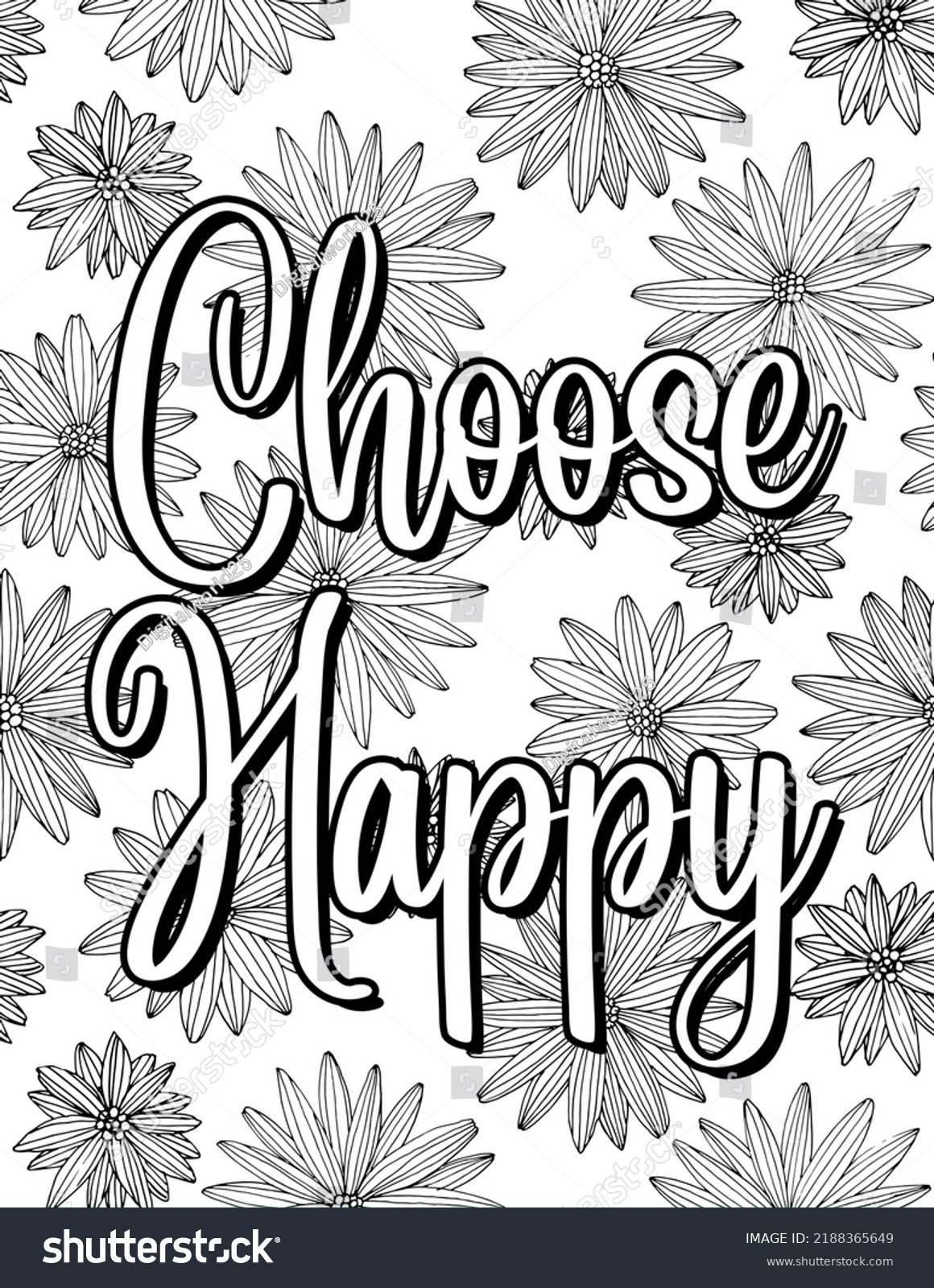 Choose Happy Inspirational Quotes Coloring Pages Stock Illustration ...