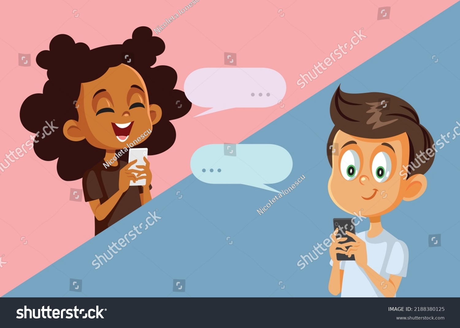 happy-kids-texting-each-other-vector-stock-vector-royalty-free