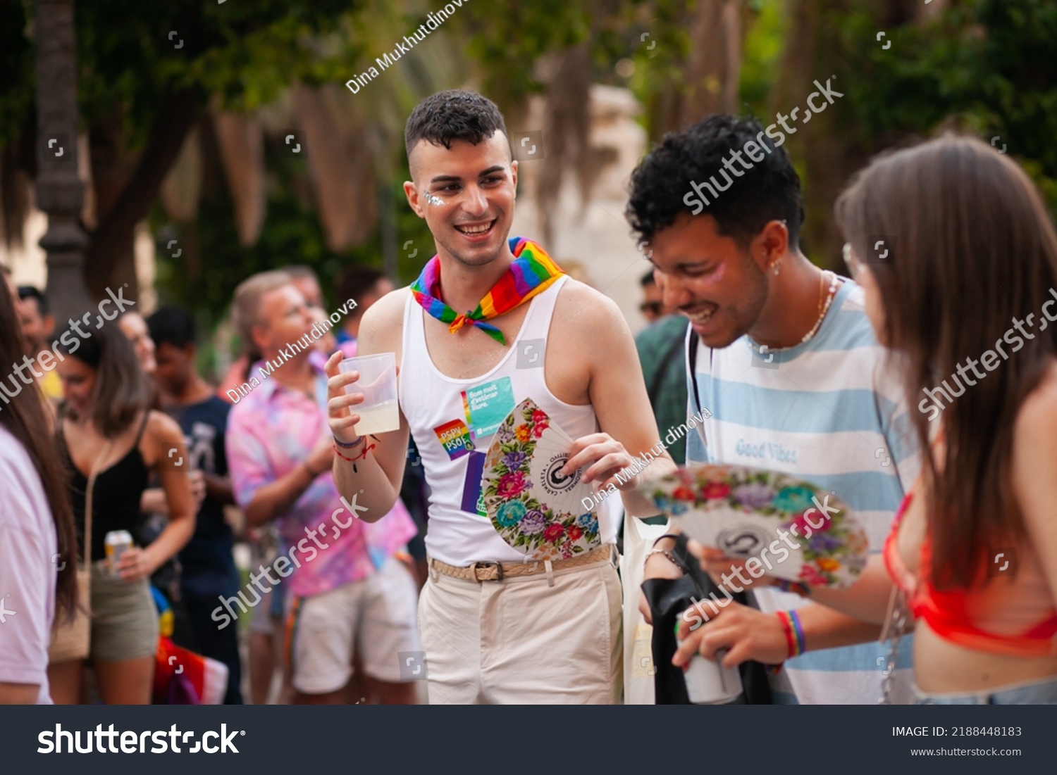 Diverse People Walking Rainbow Flags Pride Stock Photo 2188448183 ...