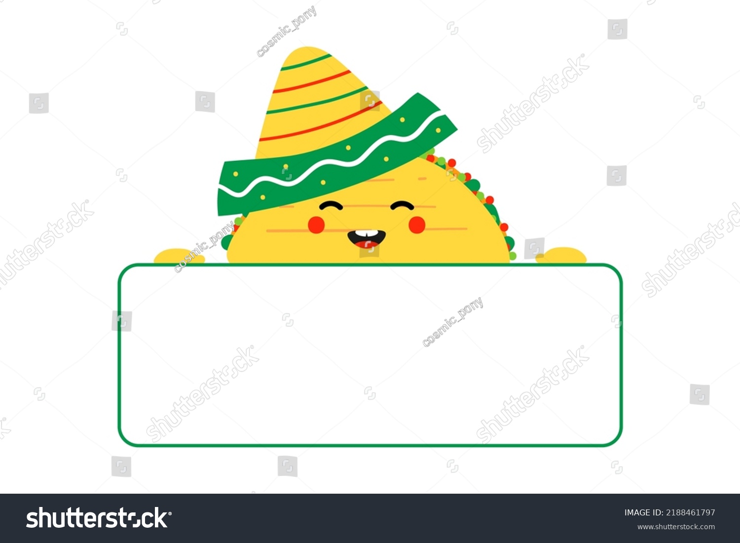 Cute Happy Taco Character Sombrero Holding Stock Vector (Royalty Free