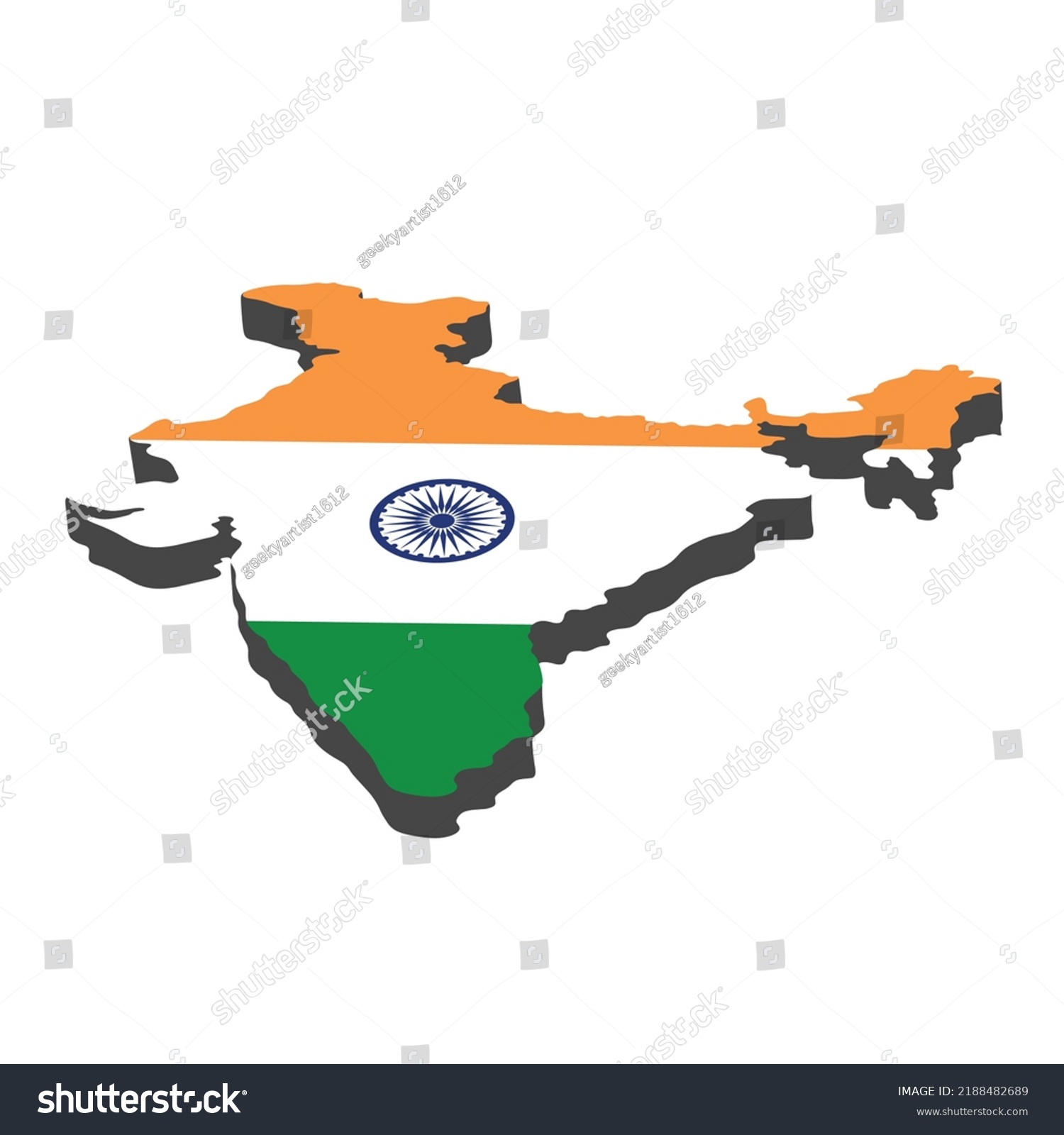 3d India Map Flag Isolated On Stock Vector (Royalty Free) 2188482689 ...