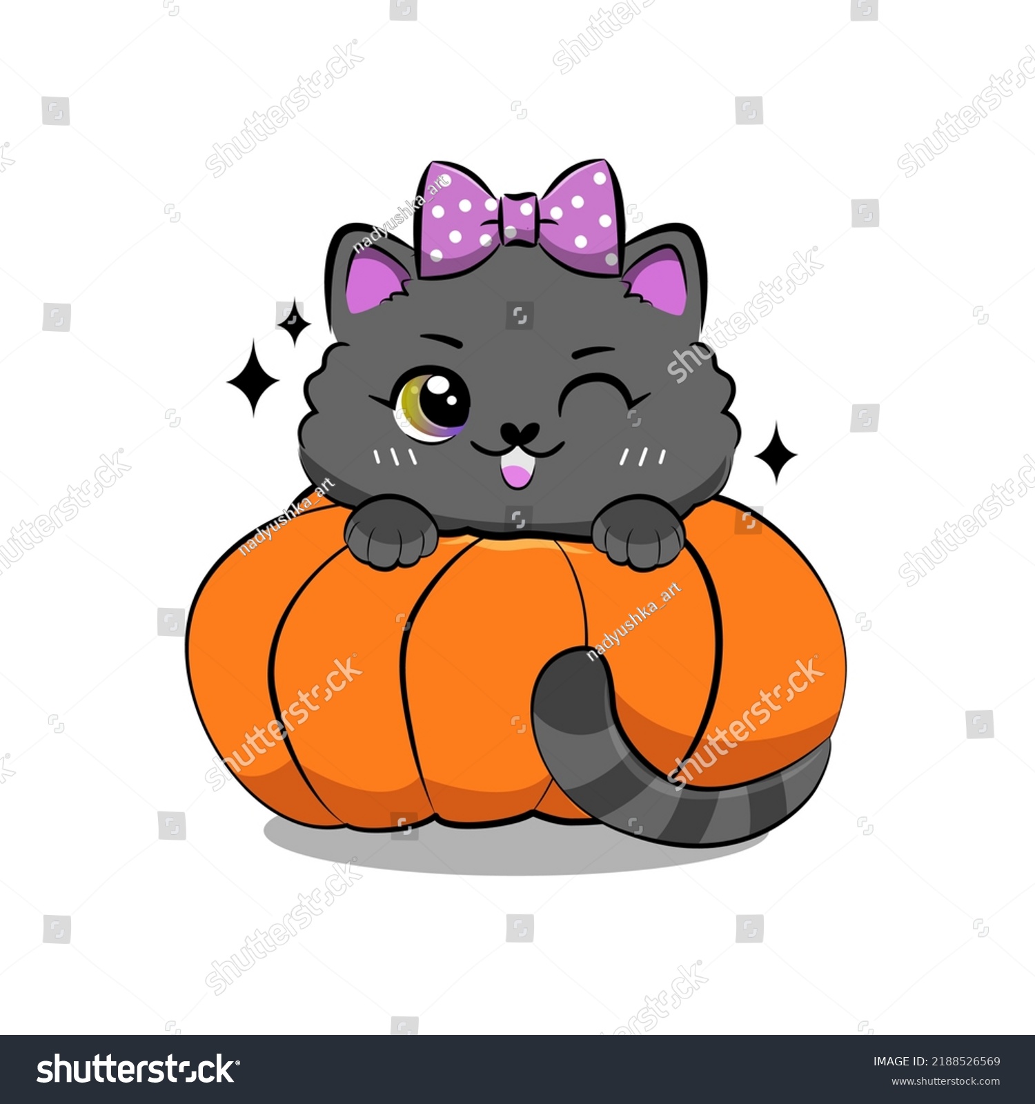 Cute Halloween Cat Cartoon Style Vector Stock Vector (Royalty Free ...