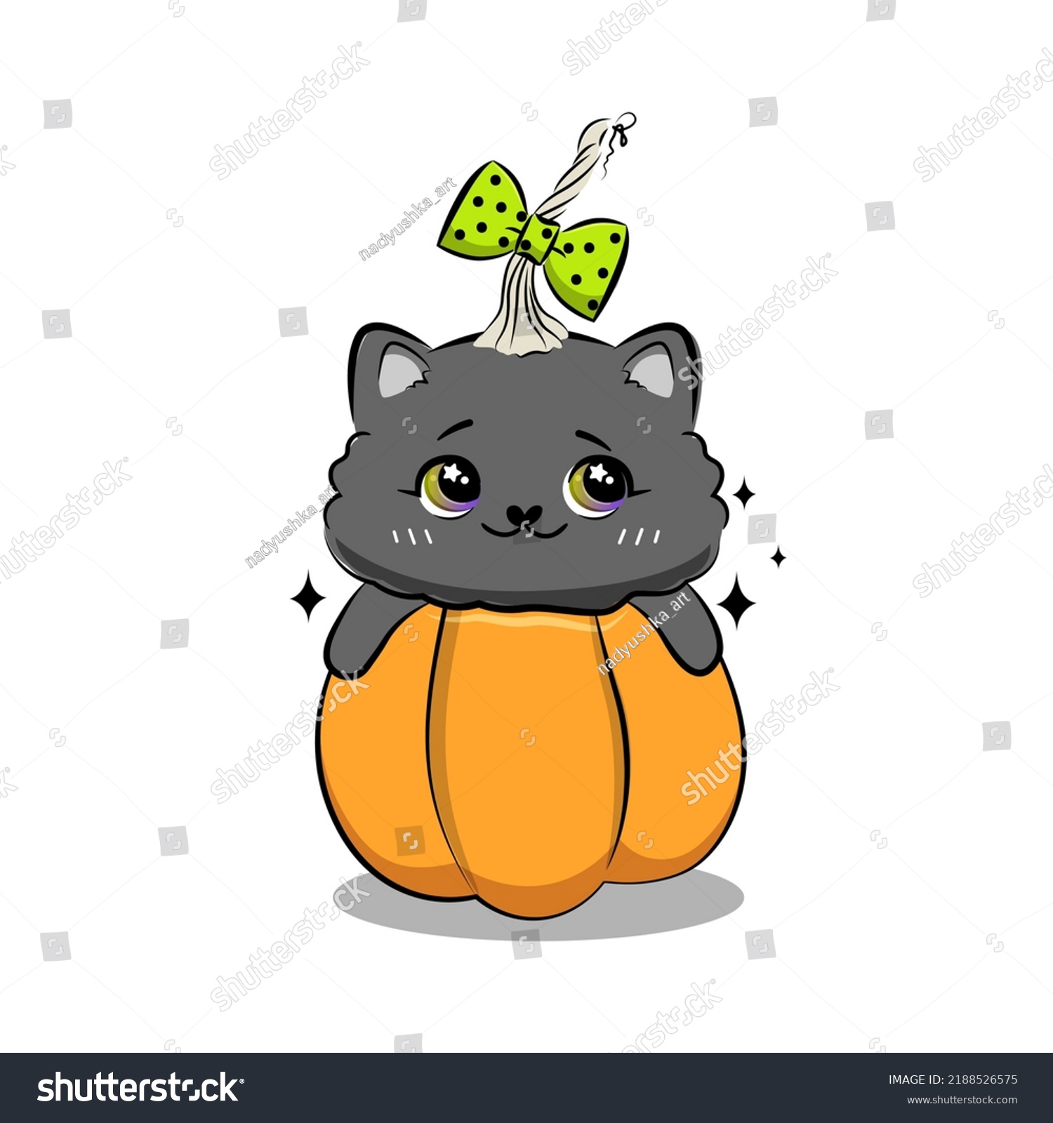 Cute Halloween Cat Cartoon Style Vector Stock Vector (Royalty Free ...