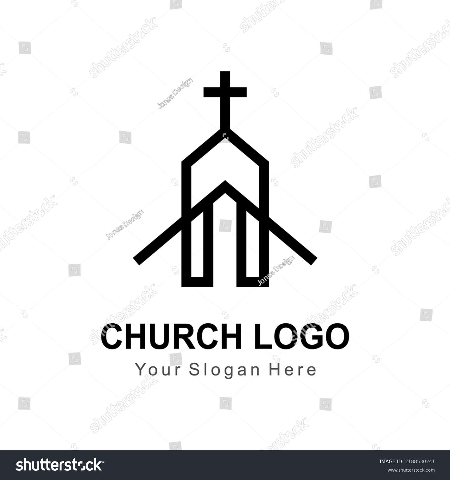 Vector Outline Style Church Logo Stock Vector (Royalty Free) 2188530241 ...