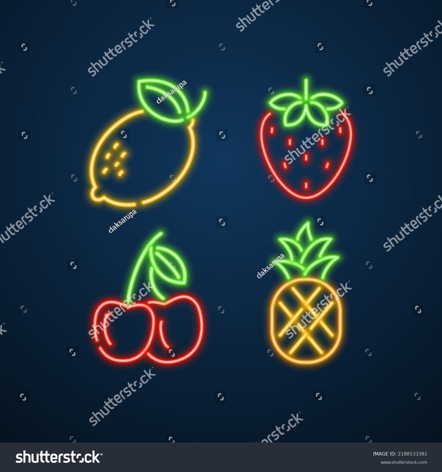 Fruit Icon Neon Sign Vector Stock Vector (Royalty Free) 2188533381 ...