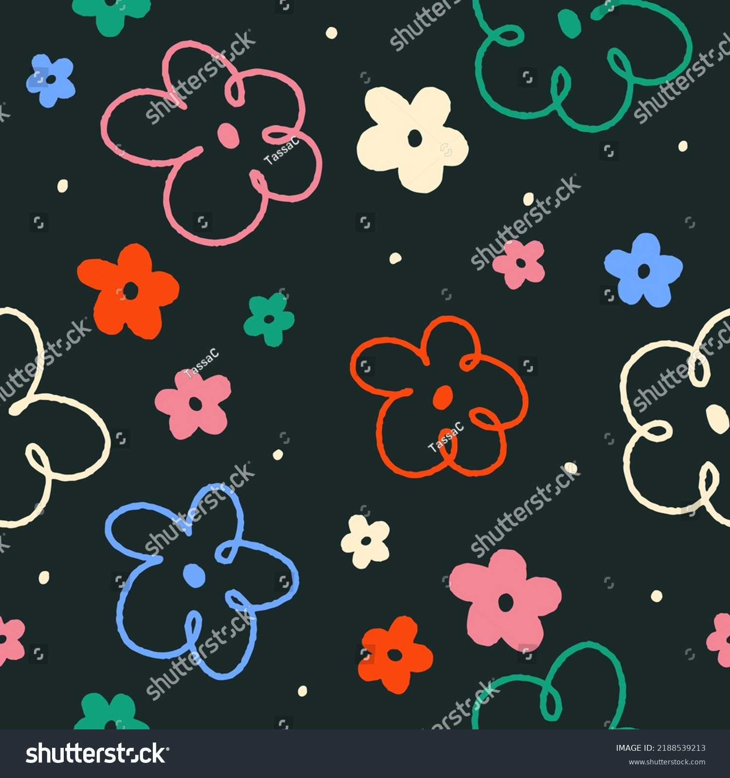 Cute Confetti Ditsy Daisy Flower Outline Stock Vector (Royalty Free ...