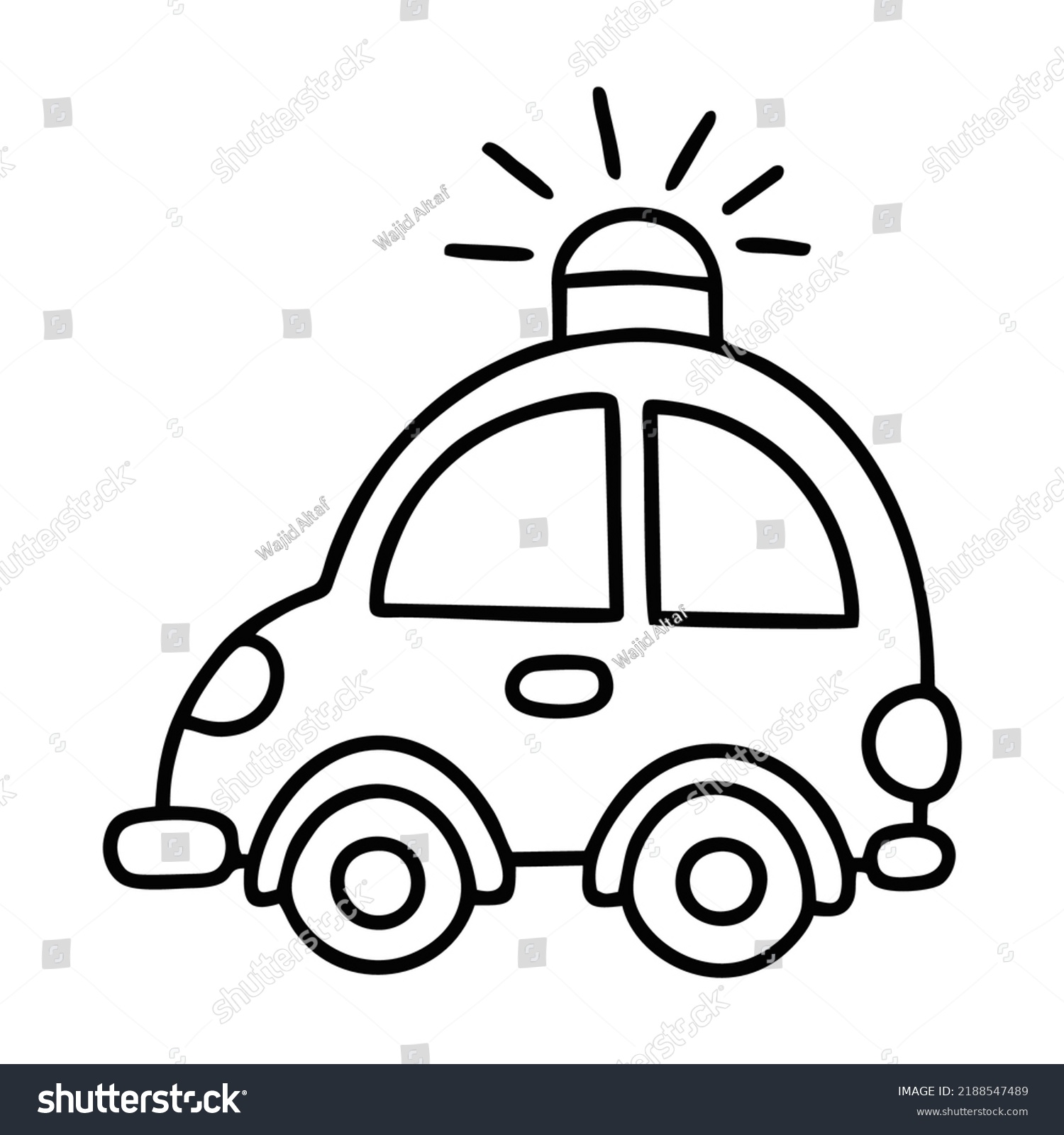 Police Car Cartoon Coloring Page Kids Stock Vector (Royalty Free