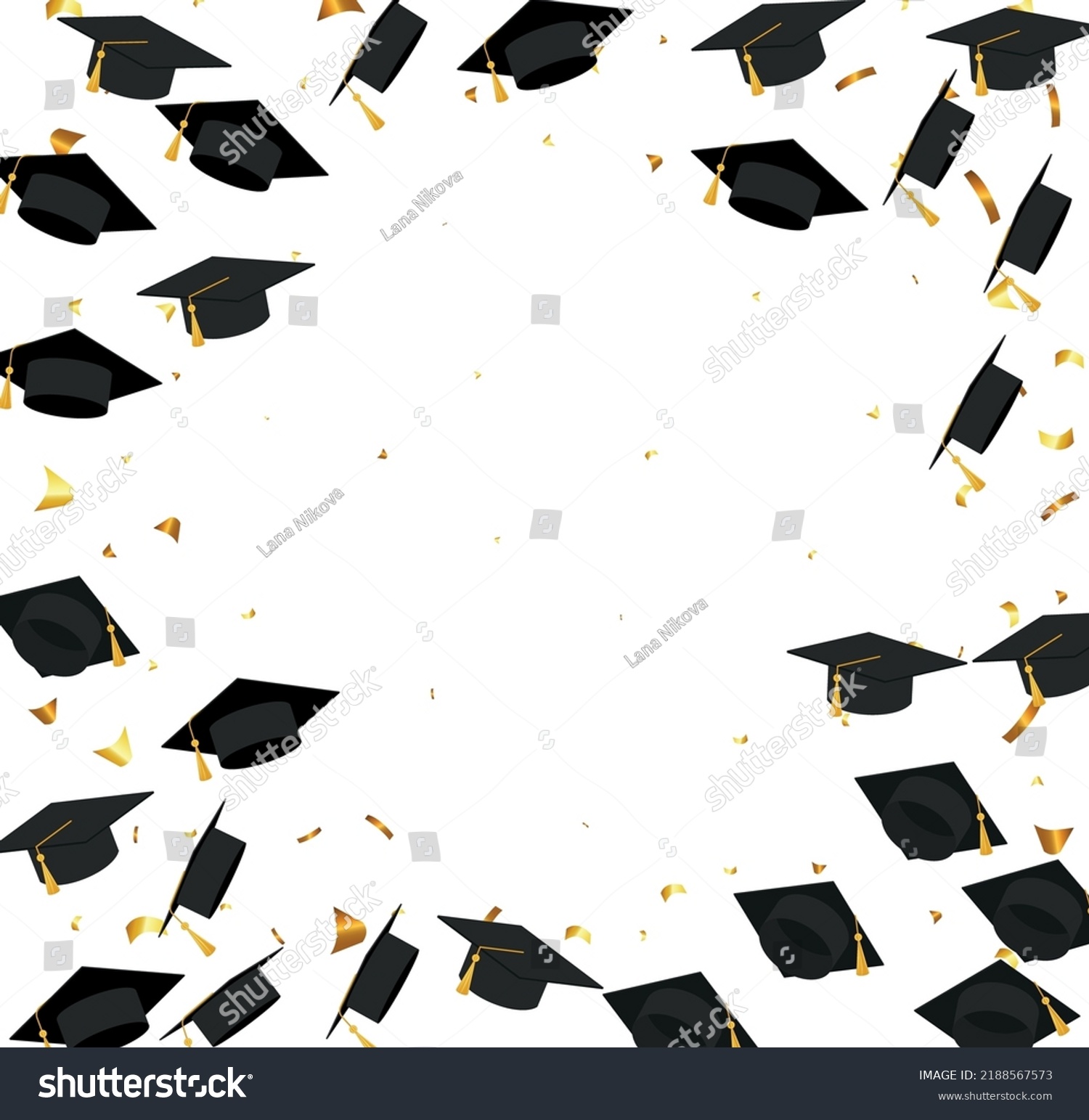 Graduation Transparent Background Realistic Flying Black Stock Vector ...