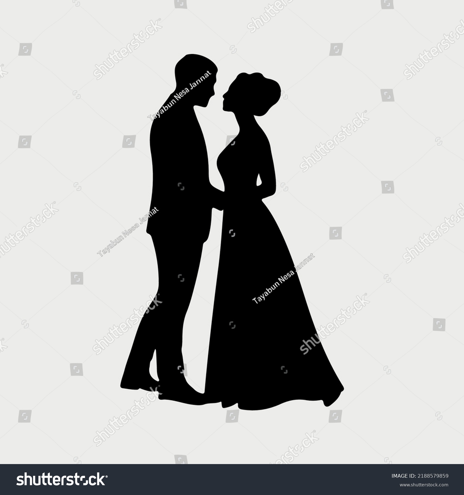 Black White Sketch Image Newly Wedded Stock Vector (Royalty Free ...