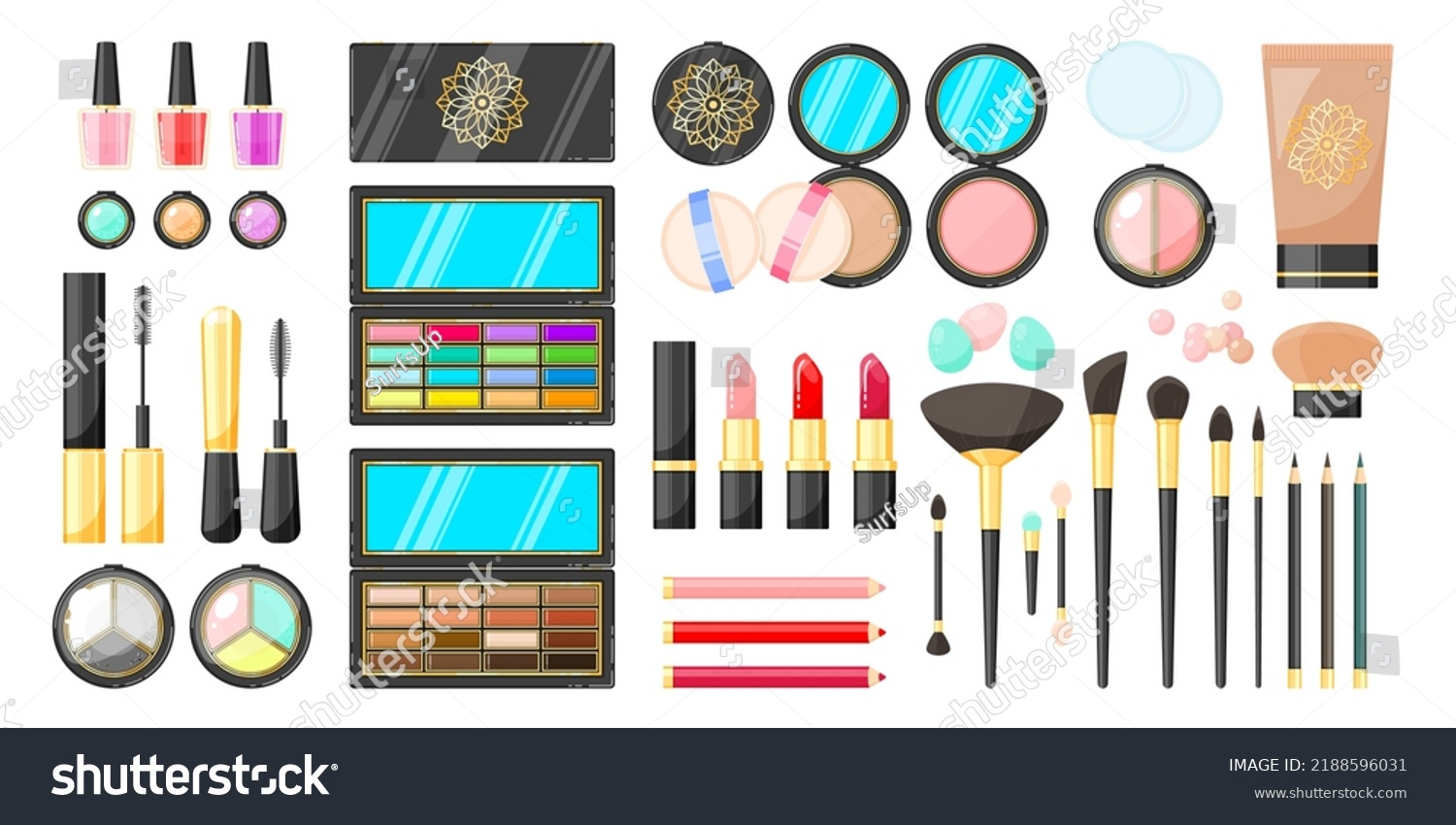 Different Makeup Products Cartoon Illustration Set Stock Vector ...