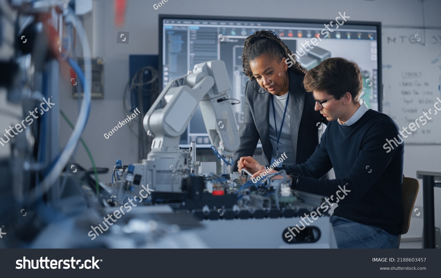 Male Student Engineer Discussing Ideas Black Stock Photo 2188603457 ...