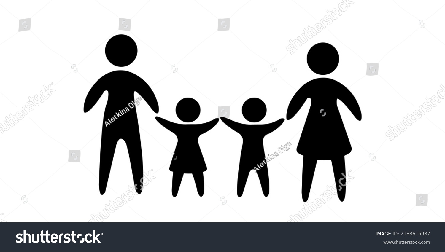 Vector Illustration Happy Family Icons Father Stock Vector (Royalty ...