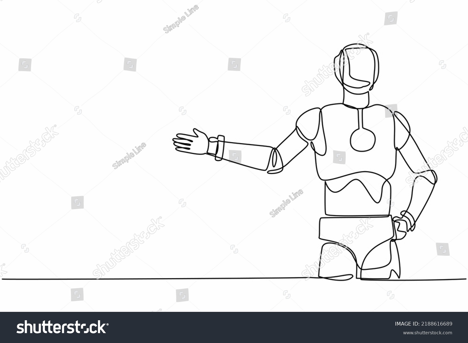 Single Continuous Line Drawing Robot Standing Stock Vector (Royalty ...