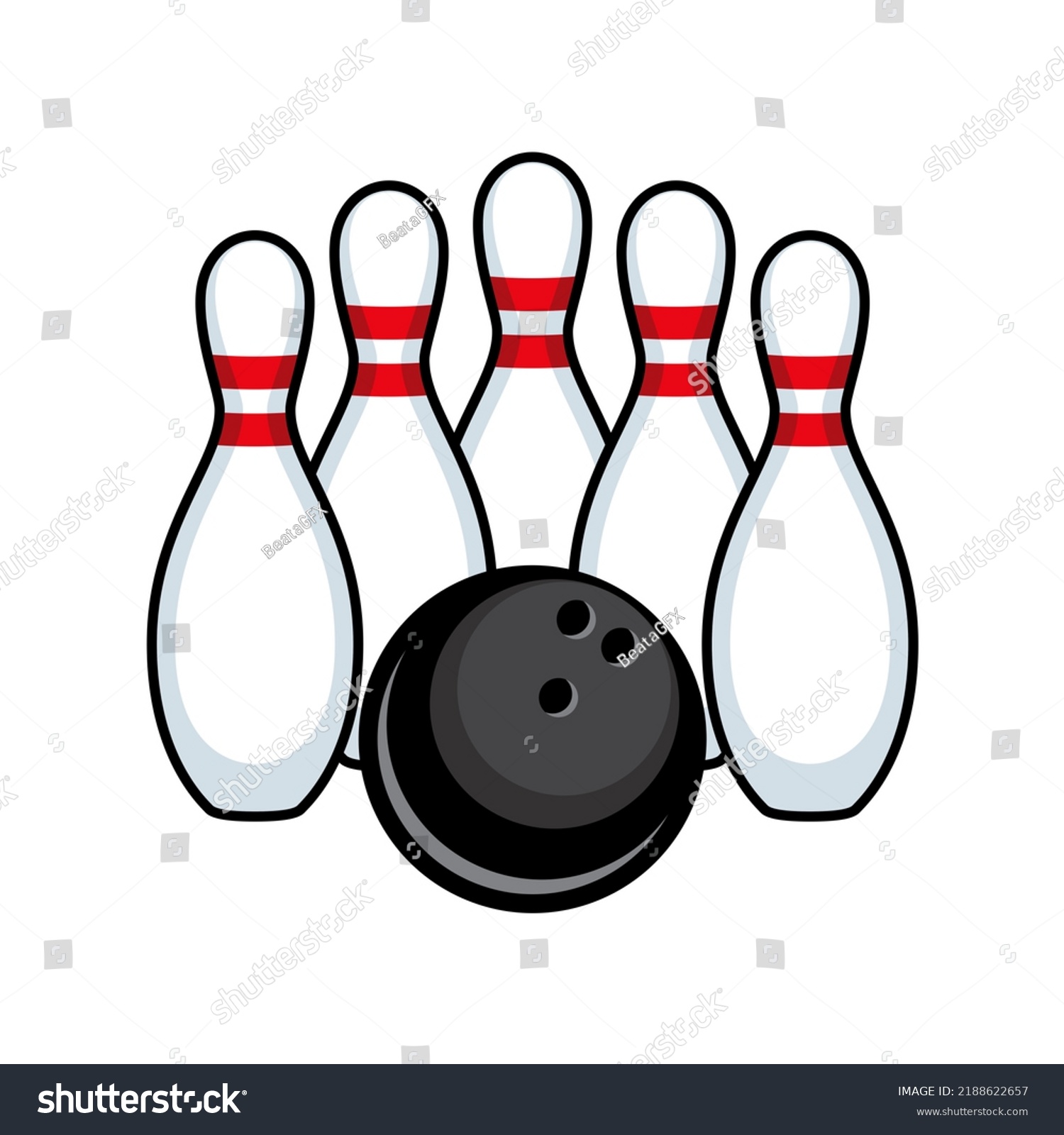 White Bowling Pins Black Ball Illustration Stock Illustration ...