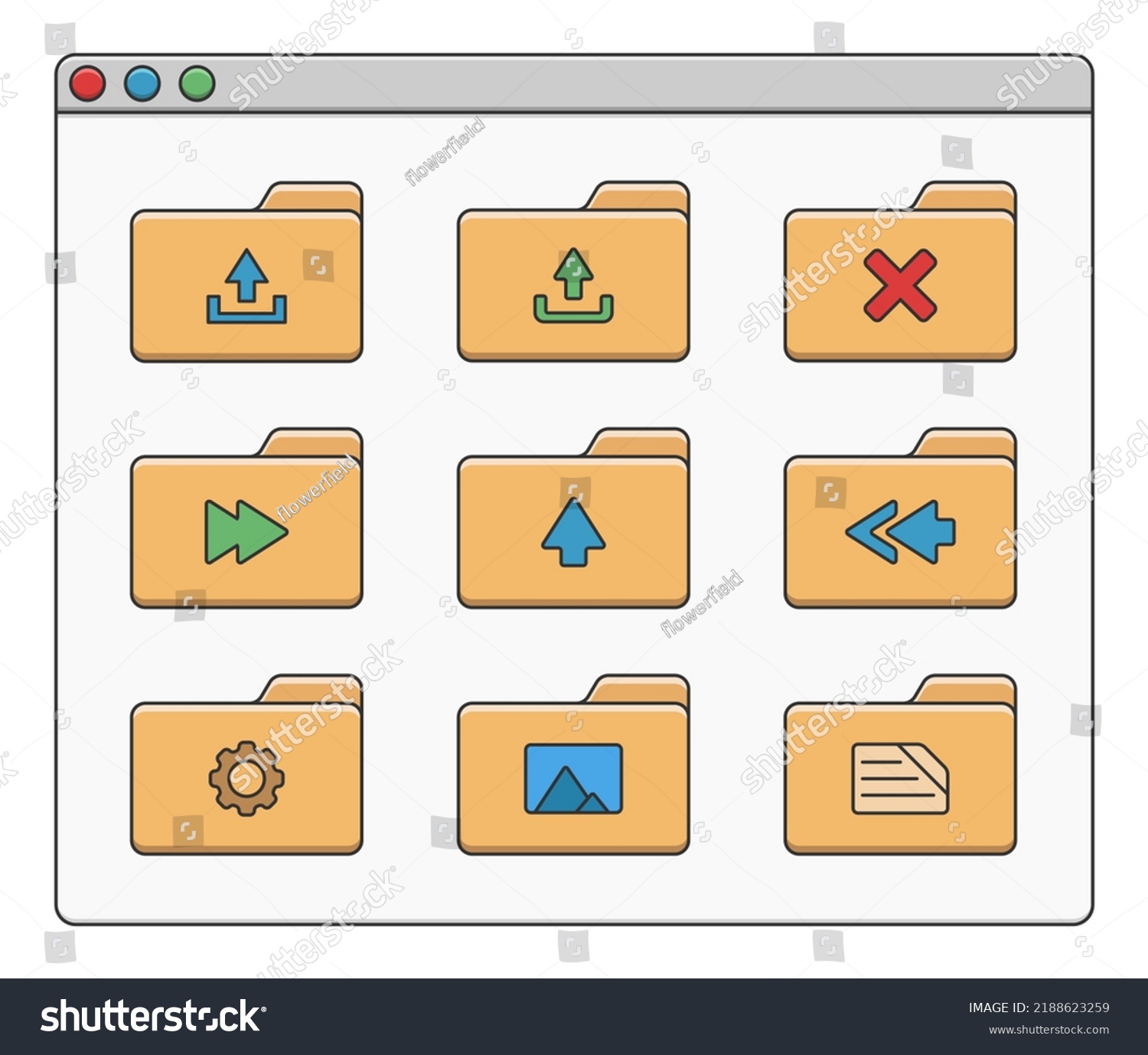 Desktop Interface Window Folders Arrows Icon Stock Vector (Royalty Free ...