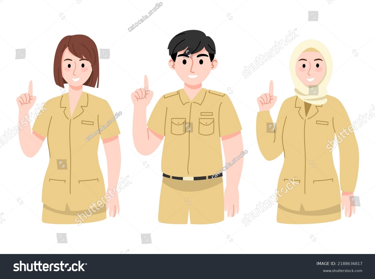 Illustration Character Civil Servants Indonesia Wearing Stock Vector ...