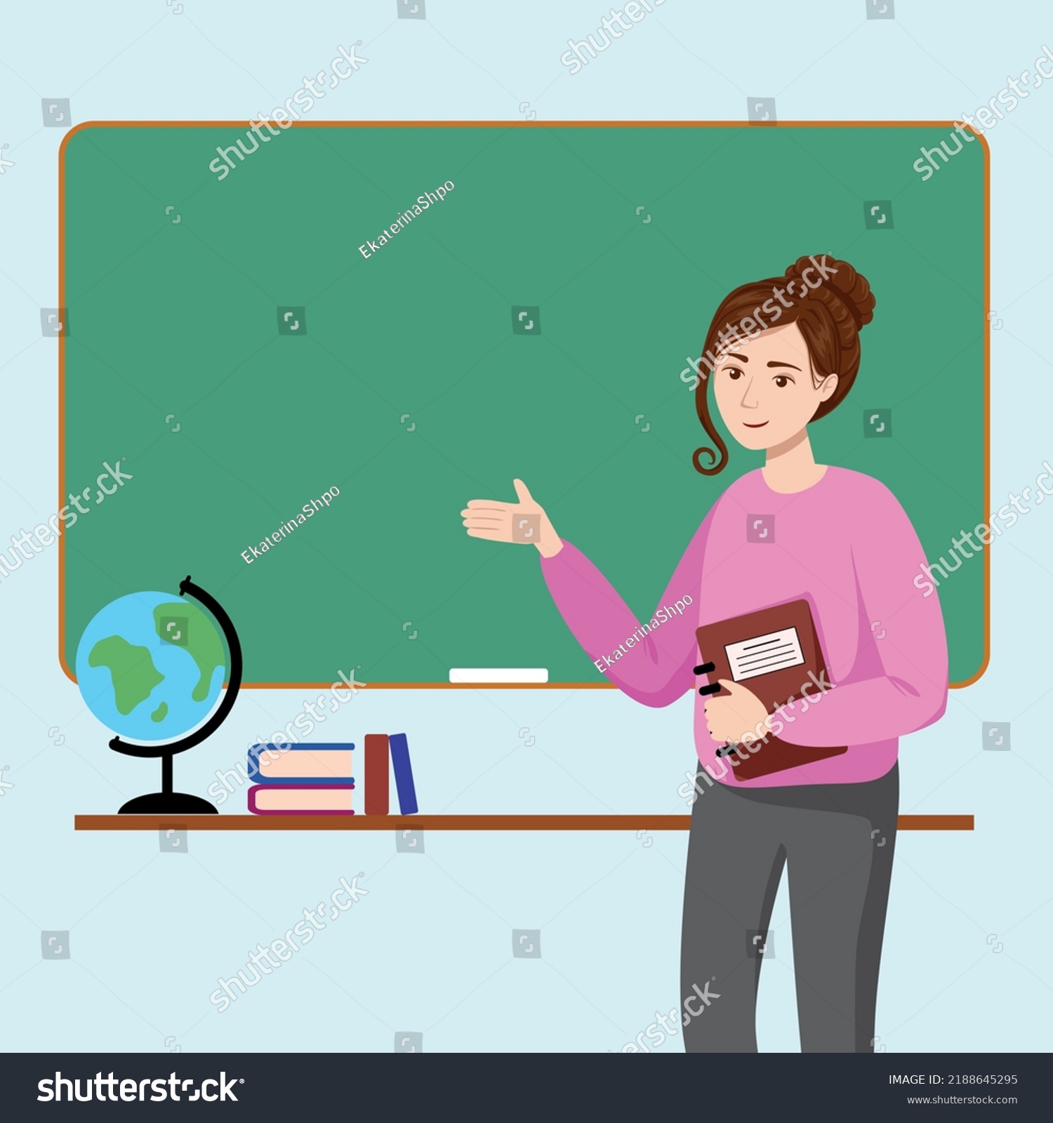 Female Teacher Classroom School Learning Concept Stock Vector (Royalty ...
