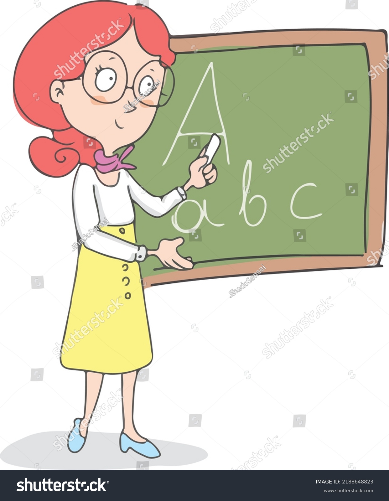 Teacher Teaching Abc Letters On Board Stock Vector (royalty Free 