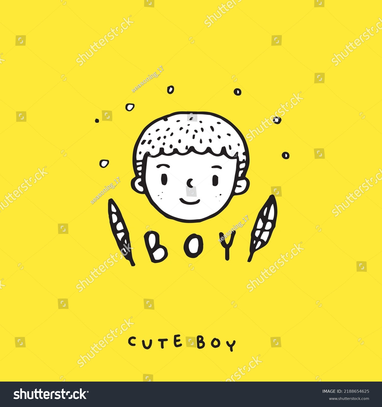 Cute Doodle Cartoon Hand Drawn Boy Stock Vector (Royalty Free