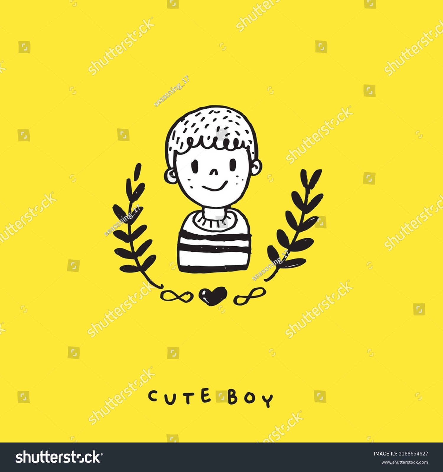 Cute Doodle Cartoon Hand Drawn Boy Stock Vector (Royalty Free